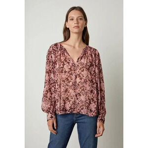Velvet Miley Printed Boho Blouse Pink Floral  Size XS